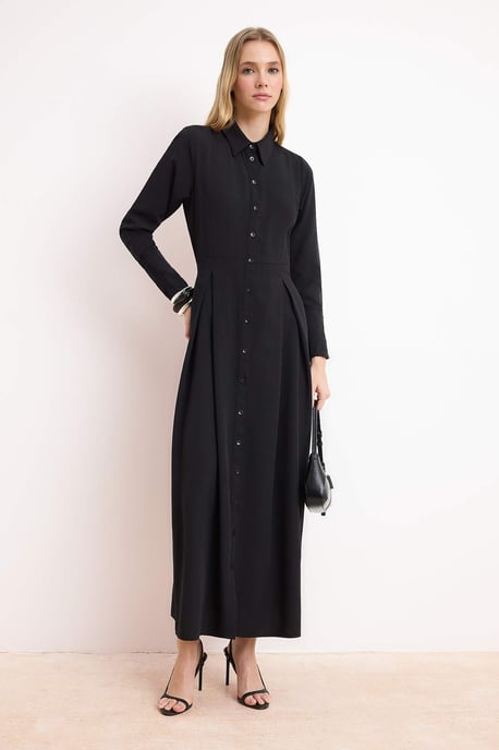 Langes, flaches Maxikleid für Damen, lässig/alltagstauglich, A-Linien-Schnitt, Hijab-Stil - Image 1