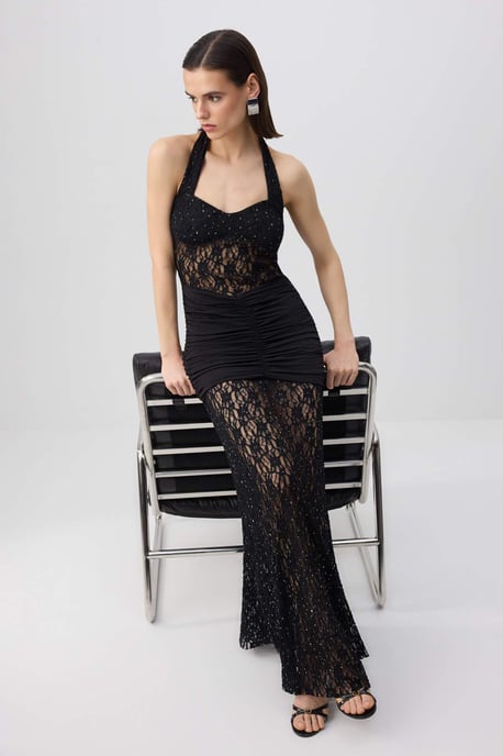 Damen-Maxikleid, ärmellos, schick/nachtskleid mit Fischmuster, Abend- und Ballkleid - Image 4