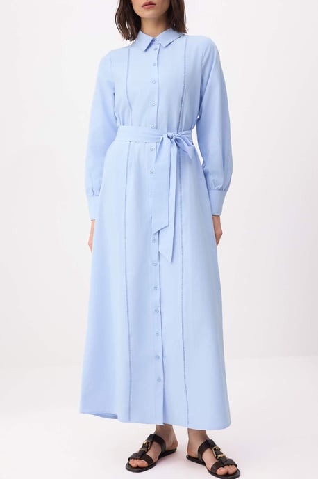 Marineblaues, flaches Maxikleid in A-Linie mit Hijab-Schnitt für Damen - Image 2