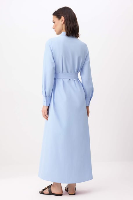 Marineblaues, flaches Maxikleid in A-Linie mit Hijab-Schnitt für Damen - Image 3