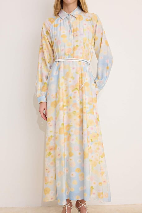 Marineblaues, geblümtes Maxikleid für Damen, lang, lässig/alltagstauglich, A-Linie, Hijab-Schnitt - Image 2