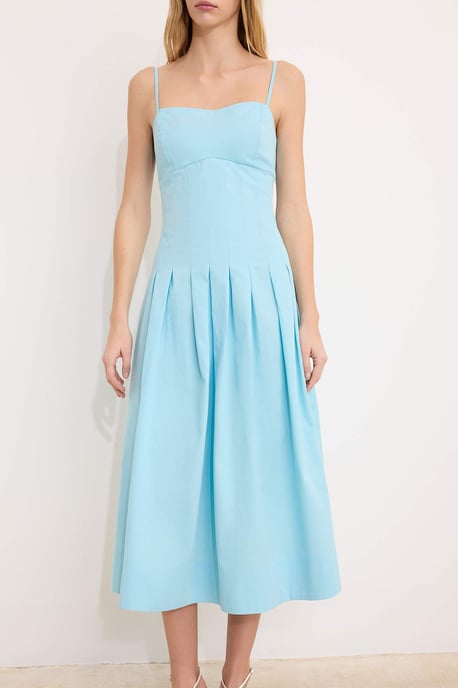 Damen marineblaues, flaches, ärmelloses Midi-Kleid im Skater-Stil für Freizeit und Alltag - Image 2