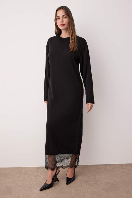 Langes, flaches Maxikleid für Damen, lässig/lässiges A-Linien-Hijab-Kleid - Image 4