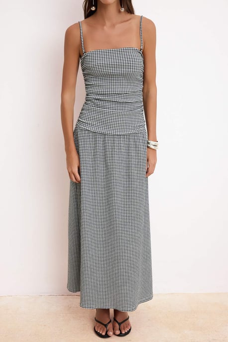 Kariertes, ärmelloses Maxikleid für Damen in A-Linie, lässig/alltagstauglich - Image 2