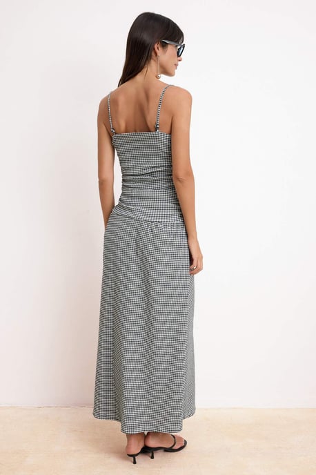 Kariertes, ärmelloses Maxikleid für Damen in A-Linie, lässig/alltagstauglich - Image 3