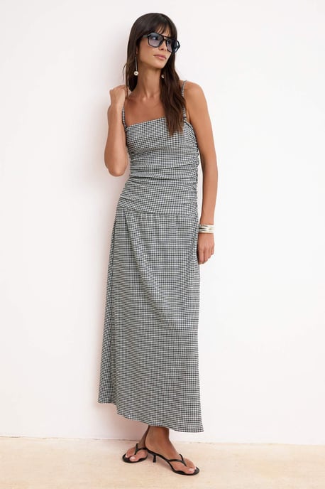 Kariertes, ärmelloses Maxikleid für Damen in A-Linie, lässig/alltagstauglich - Image 4