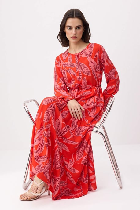 Damen-Maxikleid mit Blumenmuster und langem Schnitt, Hijab-Stil - Image 4