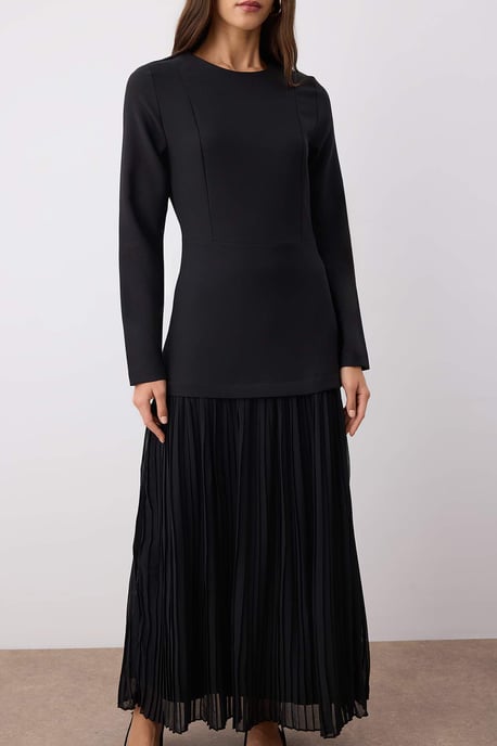 Langes, flaches, elegantes Maxikleid für Damen mit Hijab-Abendkleid - Image 2