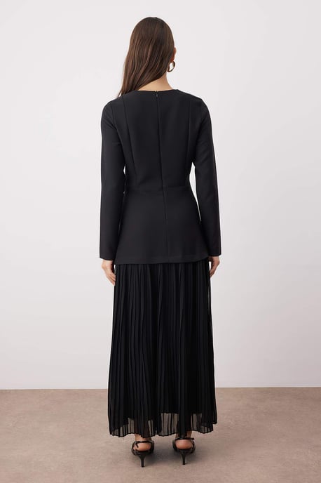 Langes, flaches, elegantes Maxikleid für Damen mit Hijab-Abendkleid - Image 3