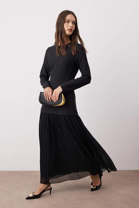 Langes, flaches, elegantes Maxikleid für Damen mit Hijab-Abendkleid - Image 4