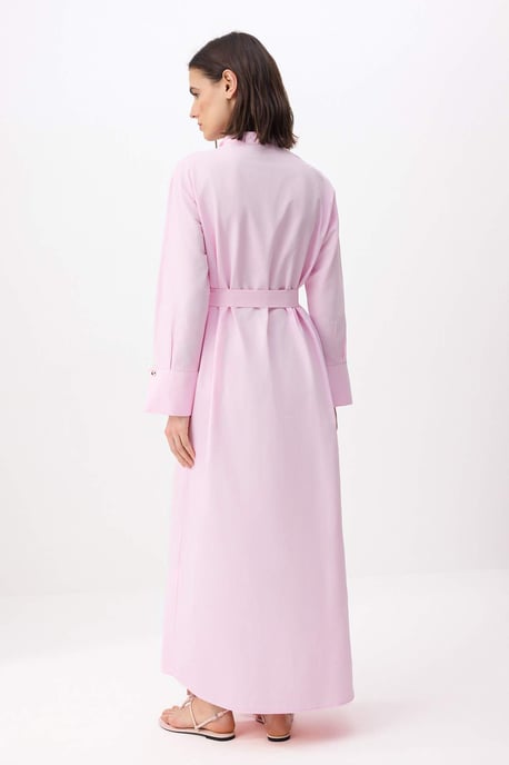 Rosa Maxikleid mit flachem, langem A-Linien-Schnitt und Hijab-Stil für Damen - Image 3