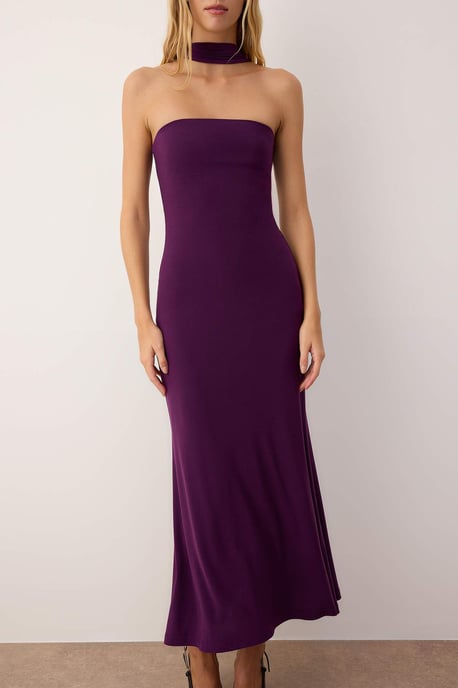 Lila, flaches, ärmelloses Maxi-Cocktailkleid für Damen - Image 3