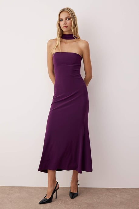 Lila, flaches, ärmelloses Maxi-Cocktailkleid für Damen - Image 4
