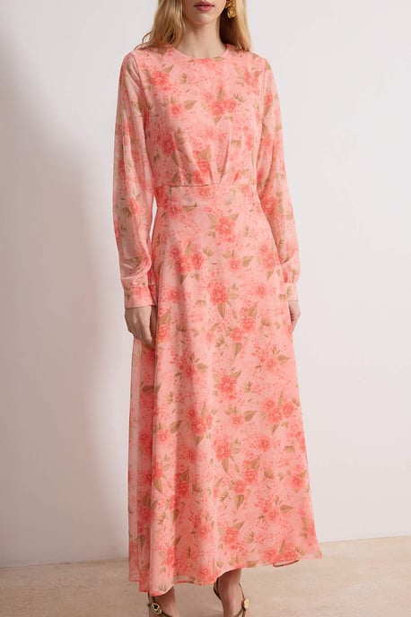 Langes, geblümtes Maxikleid für Damen, lässig/alltagstauglich, A-Linie, Hijab-Stil - Image 2