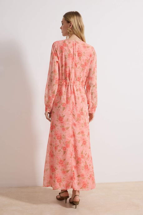 Langes, geblümtes Maxikleid für Damen, lässig/alltagstauglich, A-Linie, Hijab-Stil - Image 3