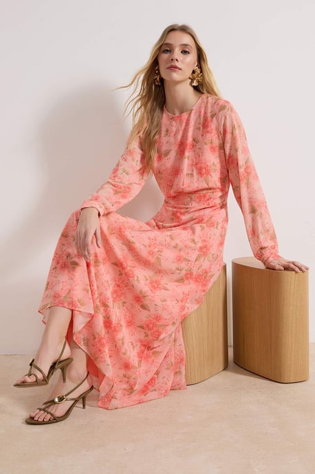 Langes, geblümtes Maxikleid für Damen, lässig/alltagstauglich, A-Linie, Hijab-Stil - Image 4