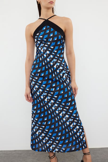 Maxikleid mit geometrischem Muster, Spaghettiträgern, Abend-/Alltagskleid, normale Passform - Image 2