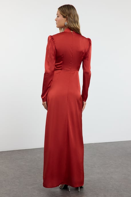 Langes, gerades, elegantes, tailliertes Abendkleid mit Hijab für Damen - Image 4