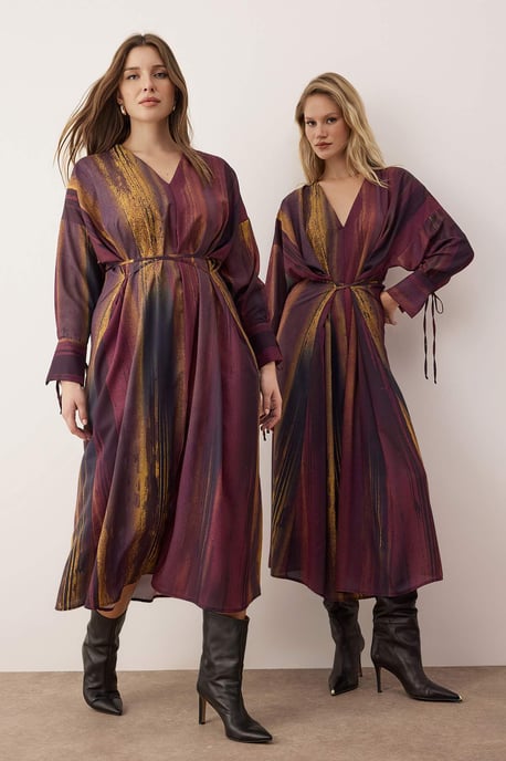 Lila Abstrakt Maxi-Kleid für Damen, lang und lässig, lässig - Image 1