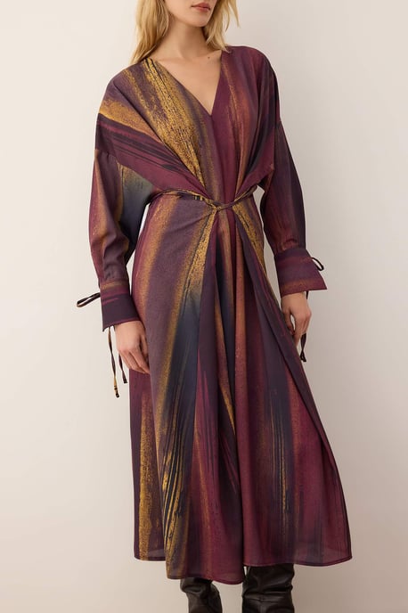 Lila Abstrakt Maxi-Kleid für Damen, lang und lässig, lässig - Image 3