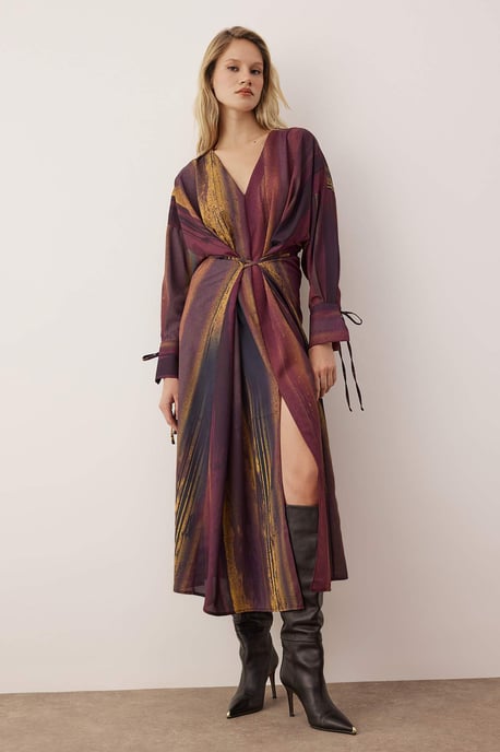 Lila Abstrakt Maxi-Kleid für Damen, lang und lässig, lässig - Image 4