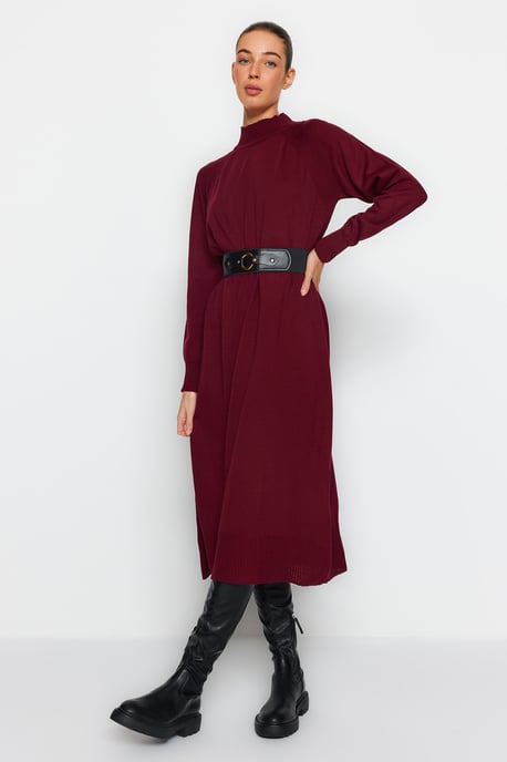 Lila Unifarbene lange lässige, normale Passform, modisches Kleid für Damen - Image 1