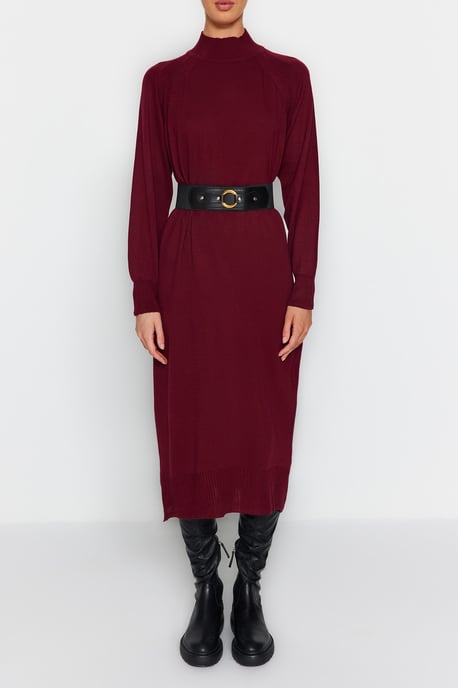 Lila Unifarbene lange lässige, normale Passform, modisches Kleid für Damen - Image 3