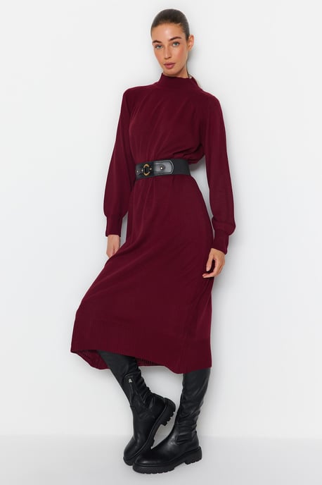 Lila Unifarbene lange lässige, normale Passform, modisches Kleid für Damen - Image 4