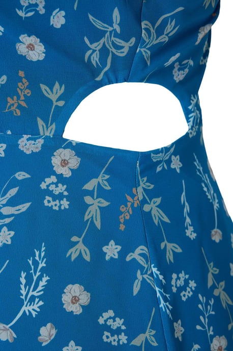 Curve Damen Maxikleid in Blau mit Blumenmuster, ärmellos, A-Linie, Partykleid in Übergröße - Image 2