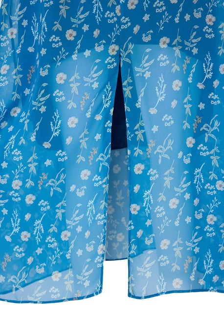 Curve Damen Maxikleid in Blau mit Blumenmuster, ärmellos, A-Linie, Partykleid in Übergröße - Image 3