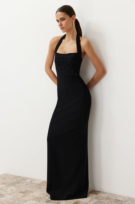 Langes, figurbetontes Abendkleid für Damen, einfarbig, ideal für Abschlussball und Abiball - Image 4