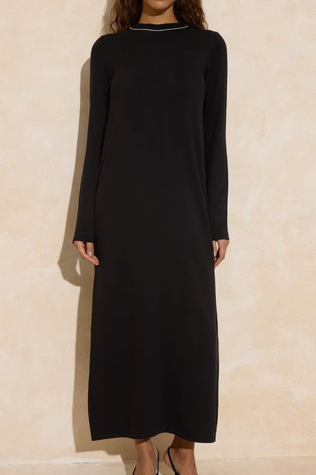 Turkishsouq Langes flaches Maxikleid im A‑Linien‑Hijab‑Stil, leger - Schwarz - Image 2