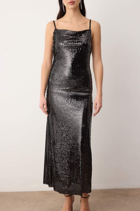 Turkishsouq Ärmelloses Maxikleid, straight-fit, Abendkleid - Schwarz - Image 2