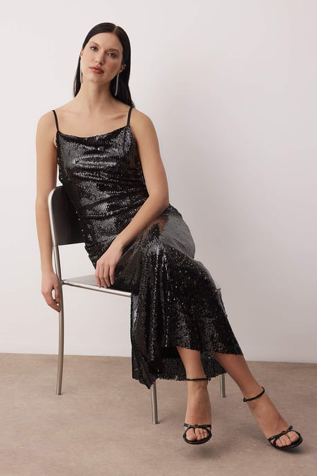 Turkishsouq Ärmelloses Maxikleid, straight-fit, Abendkleid - Schwarz - Image 4