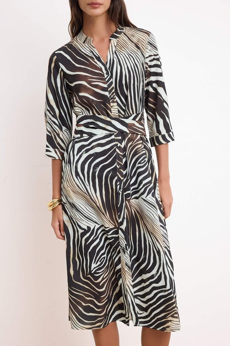 Turkishsouq Maxikleid mit Tiermotiv und Truvakar-Ärmeln, Day-/Night-Shift - Schwarz - Image 2