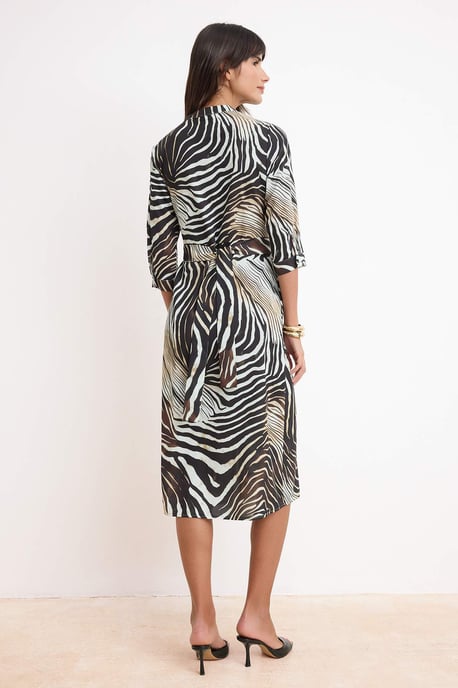 Turkishsouq Maxikleid mit Tiermotiv und Truvakar-Ärmeln, Day-/Night-Shift - Schwarz - Image 3