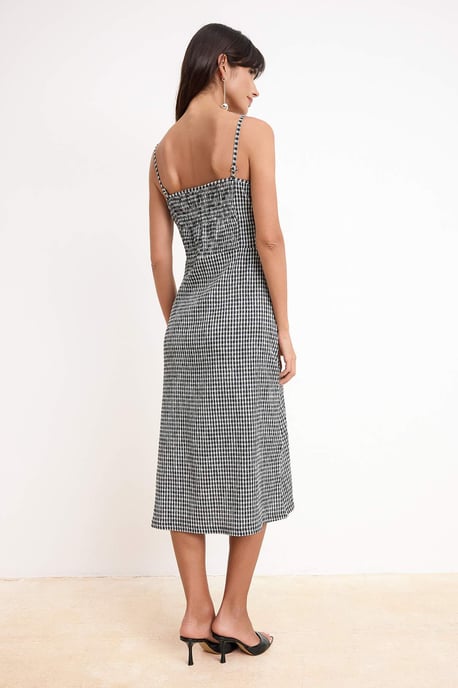 Kariertes ärmelloses A-Linien-Midikleid für Damen - Image 3
