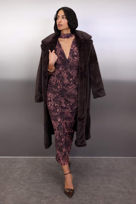 Damen Maxikleid mit Tiermotiv, ärmellos, elegant/figurbetont, für den Abend - Image 1