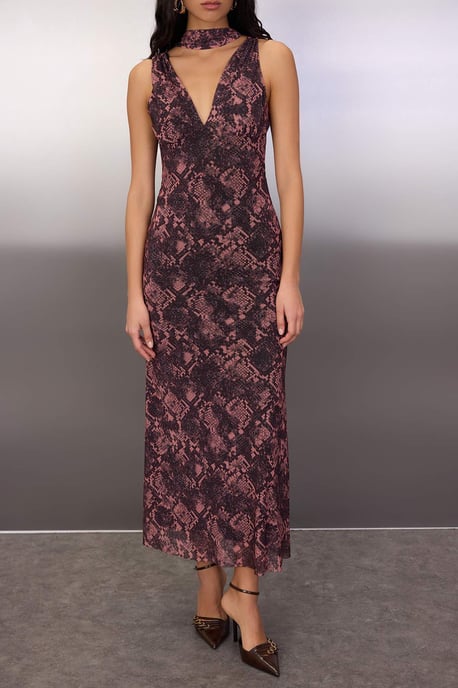 Damen Maxikleid mit Tiermotiv, ärmellos, elegant/figurbetont, für den Abend - Image 2