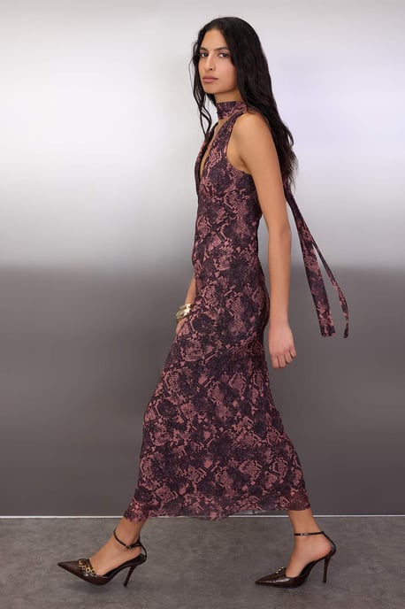Damen Maxikleid mit Tiermotiv, ärmellos, elegant/figurbetont, für den Abend - Image 4