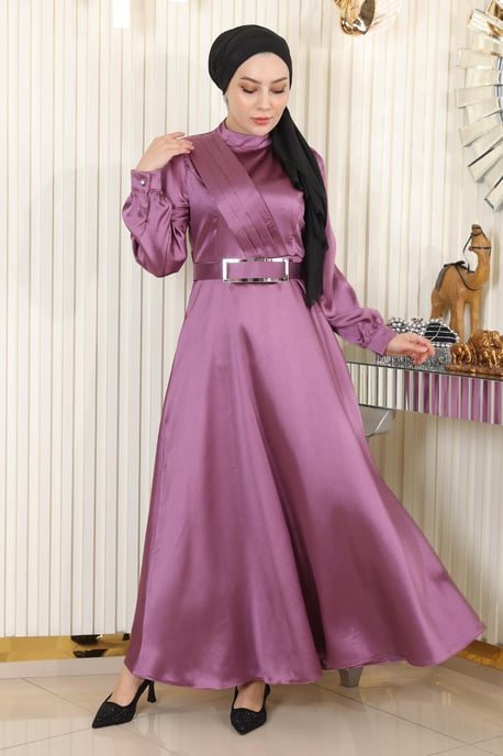 Drapiert Satin Abendkleid Altrosa - Image 2