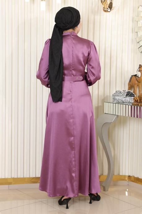 Drapiert Satin Abendkleid Altrosa - Image 3
