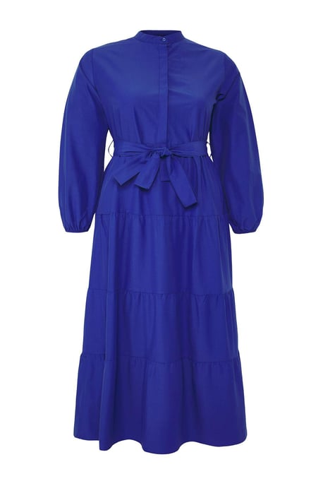 Damen marineblaues gerades Maxikleid, lang, lässig/alltagstauglich, bequem und dezent - Image 1