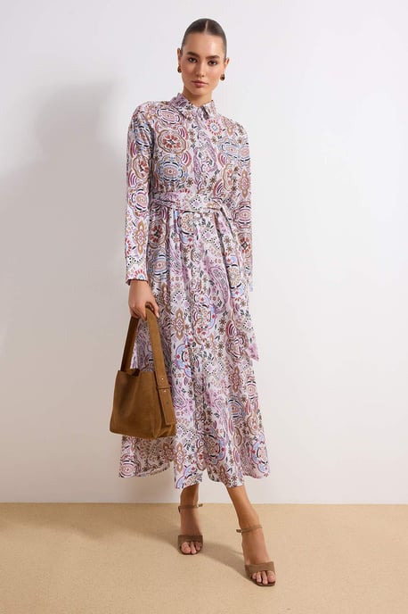 Langes, geblümtes Maxikleid für Damen, lässig/alltagstauglich, A-Linie, Hijab-Stil - Image 1