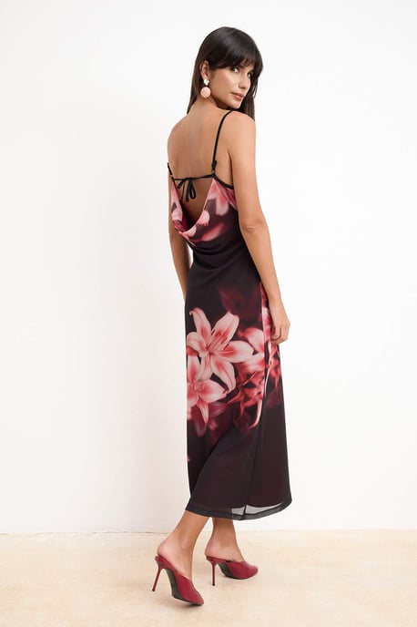 Ärmelloses Maxikleid mit Blumenmuster und Fischmotiv für Damen - Image 2