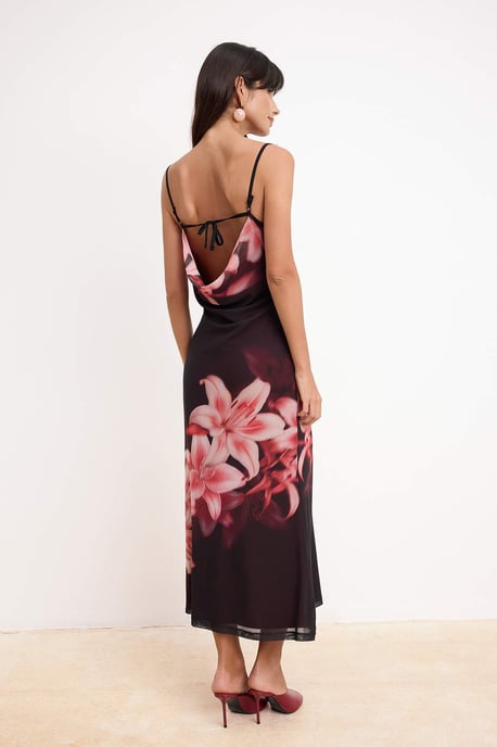 Ärmelloses Maxikleid mit Blumenmuster und Fischmotiv für Damen - Image 3