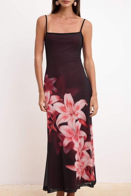 Ärmelloses Maxikleid mit Blumenmuster und Fischmotiv für Damen - Image 4