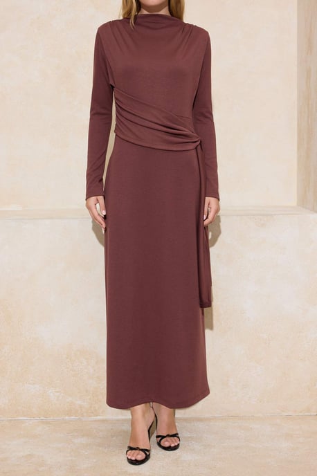 Langes, flaches Maxikleid für Damen, lässig/alltagstauglich, figurbetont, mit Hijab-Schnitt - Image 2