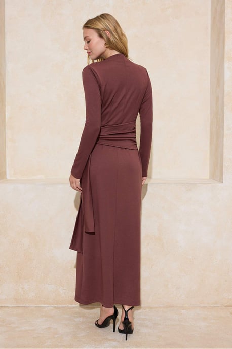 Langes, flaches Maxikleid für Damen, lässig/alltagstauglich, figurbetont, mit Hijab-Schnitt - Image 3