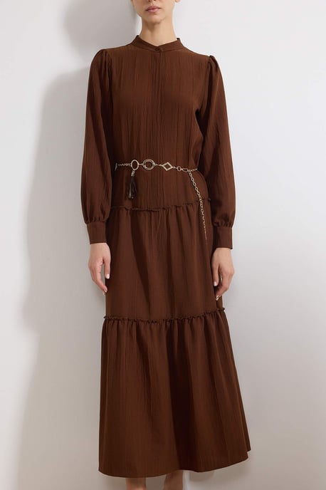 Turkishsouq Langes Damen-Maxikleid im A‑Linien-Schnitt, lässig/alltagstauglich, Hijab-Stil - Braun - Image 2